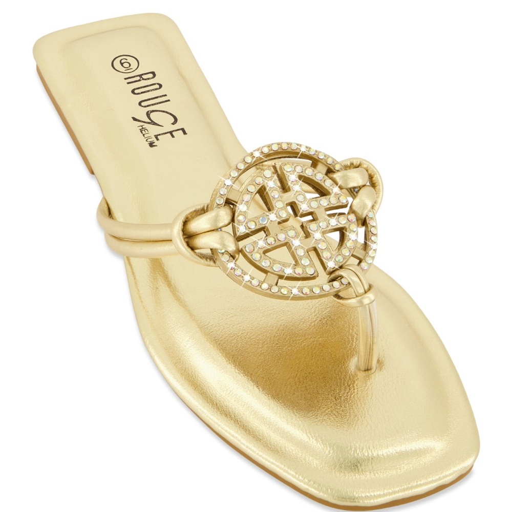 Vibrant Gold Sandals with Rhinestone Embellishments